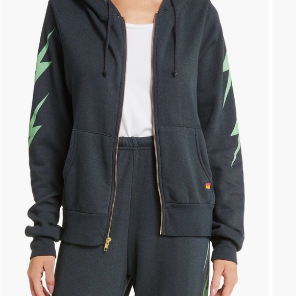 Aviator Nation Other - Aviator Nation Dark Gray Zip-Up Sweater with Green Lightning. Size XL